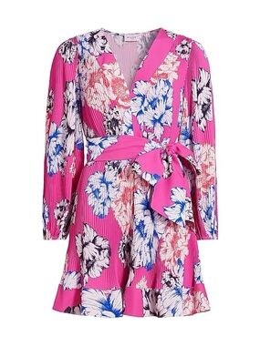 Milly Hot Pink Floral Wrap Dress